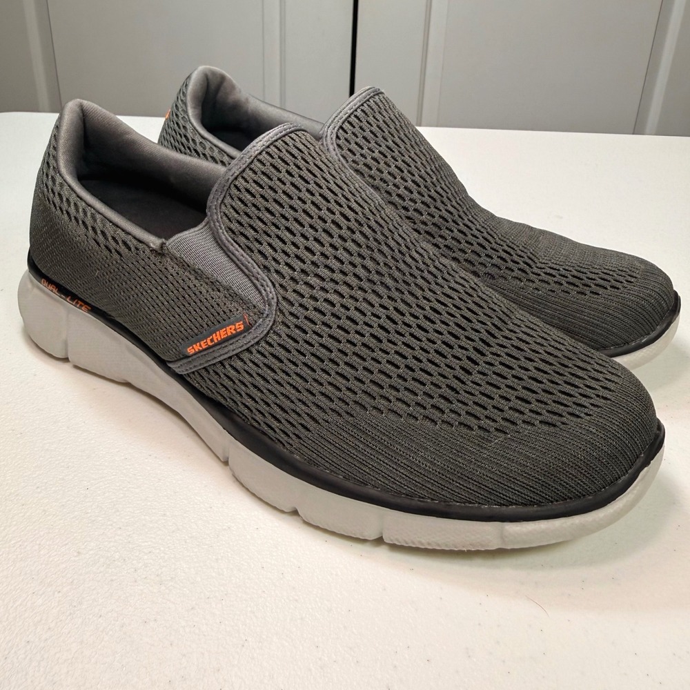 Skechers Equalizer 3.0 Charcoal Orange Mesh Slip On Walking Shoes 51509 Mens 8